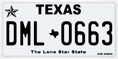 TX license plate DML0663