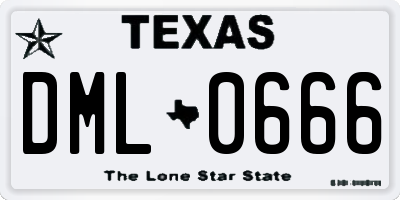 TX license plate DML0666