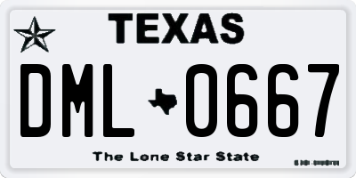 TX license plate DML0667