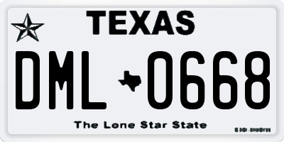 TX license plate DML0668