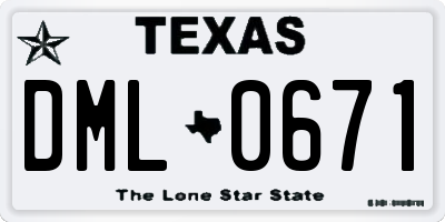 TX license plate DML0671