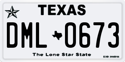 TX license plate DML0673