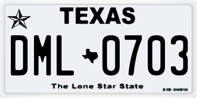 TX license plate DML0703