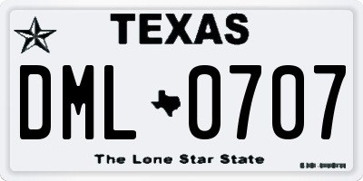 TX license plate DML0707