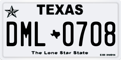 TX license plate DML0708