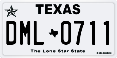 TX license plate DML0711