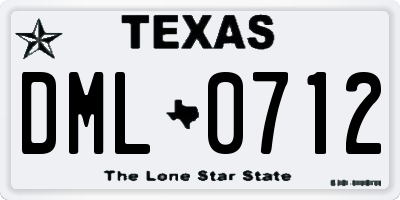 TX license plate DML0712