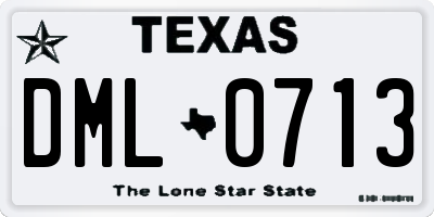 TX license plate DML0713