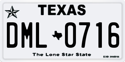 TX license plate DML0716