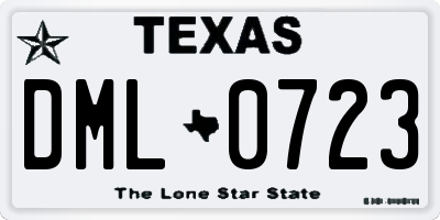 TX license plate DML0723