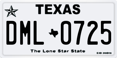 TX license plate DML0725