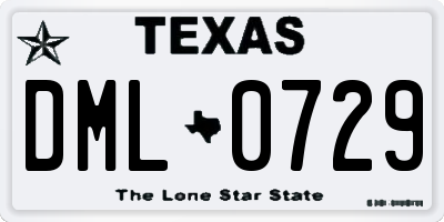 TX license plate DML0729