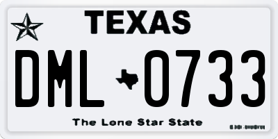 TX license plate DML0733