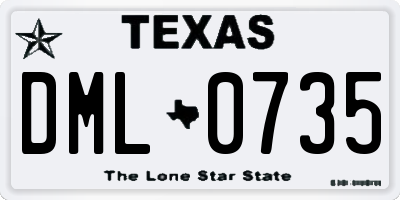 TX license plate DML0735
