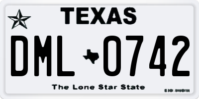 TX license plate DML0742