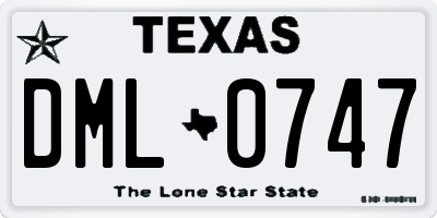 TX license plate DML0747