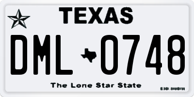 TX license plate DML0748