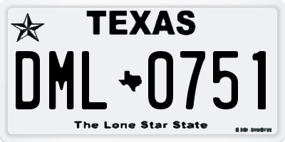 TX license plate DML0751