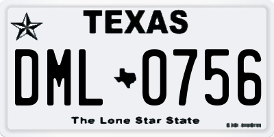 TX license plate DML0756