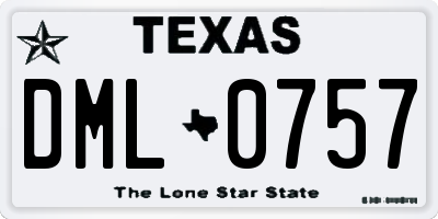 TX license plate DML0757