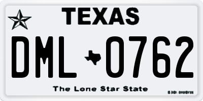 TX license plate DML0762