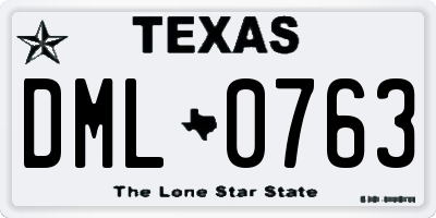TX license plate DML0763