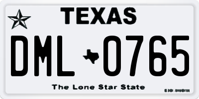 TX license plate DML0765