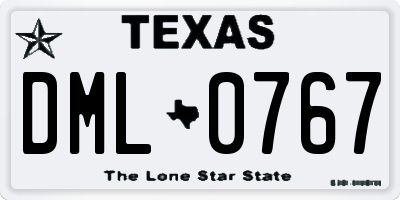 TX license plate DML0767
