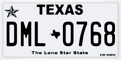 TX license plate DML0768