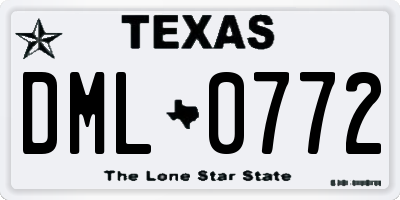 TX license plate DML0772