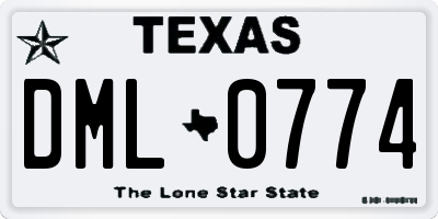 TX license plate DML0774