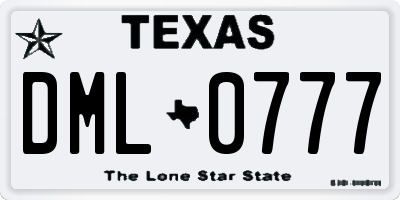 TX license plate DML0777