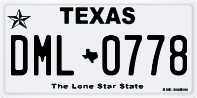 TX license plate DML0778