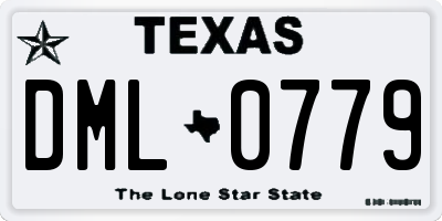 TX license plate DML0779