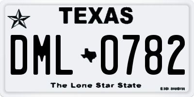 TX license plate DML0782