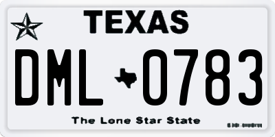 TX license plate DML0783
