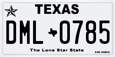 TX license plate DML0785