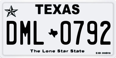 TX license plate DML0792