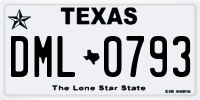 TX license plate DML0793