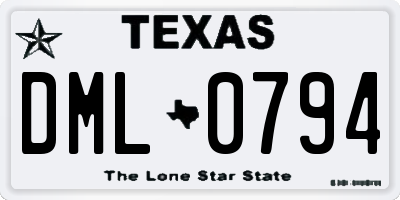 TX license plate DML0794