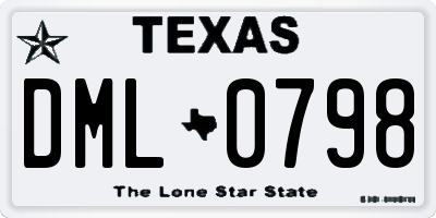 TX license plate DML0798