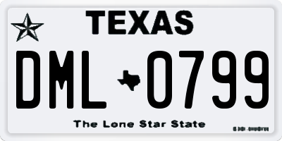 TX license plate DML0799