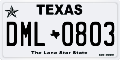 TX license plate DML0803