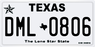 TX license plate DML0806