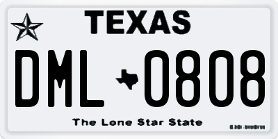 TX license plate DML0808