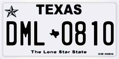 TX license plate DML0810