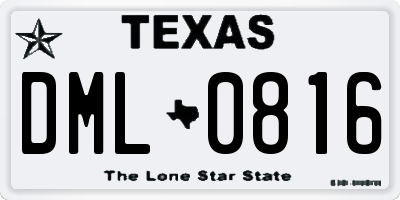 TX license plate DML0816