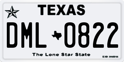 TX license plate DML0822
