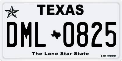 TX license plate DML0825