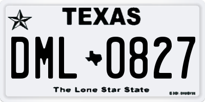 TX license plate DML0827